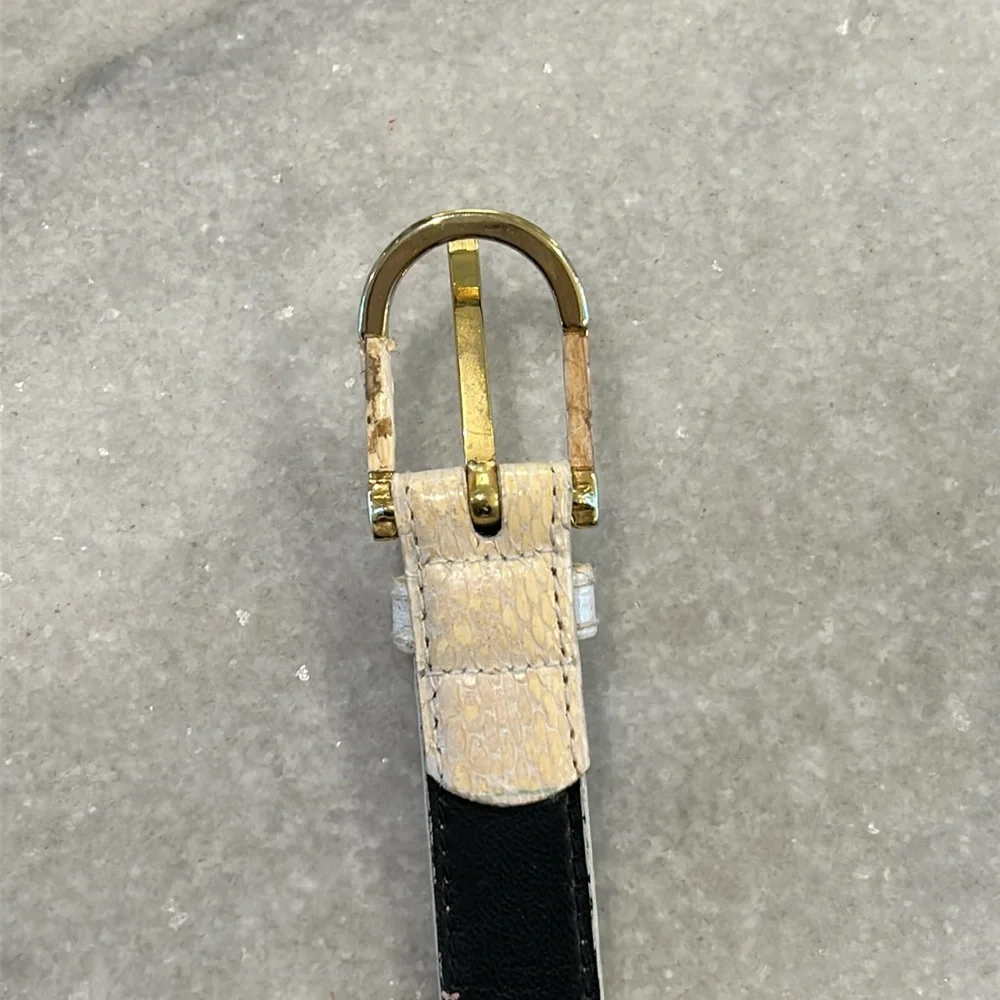 Vintage Sheka Snakeskin Belt size Medium in Beige/Cream